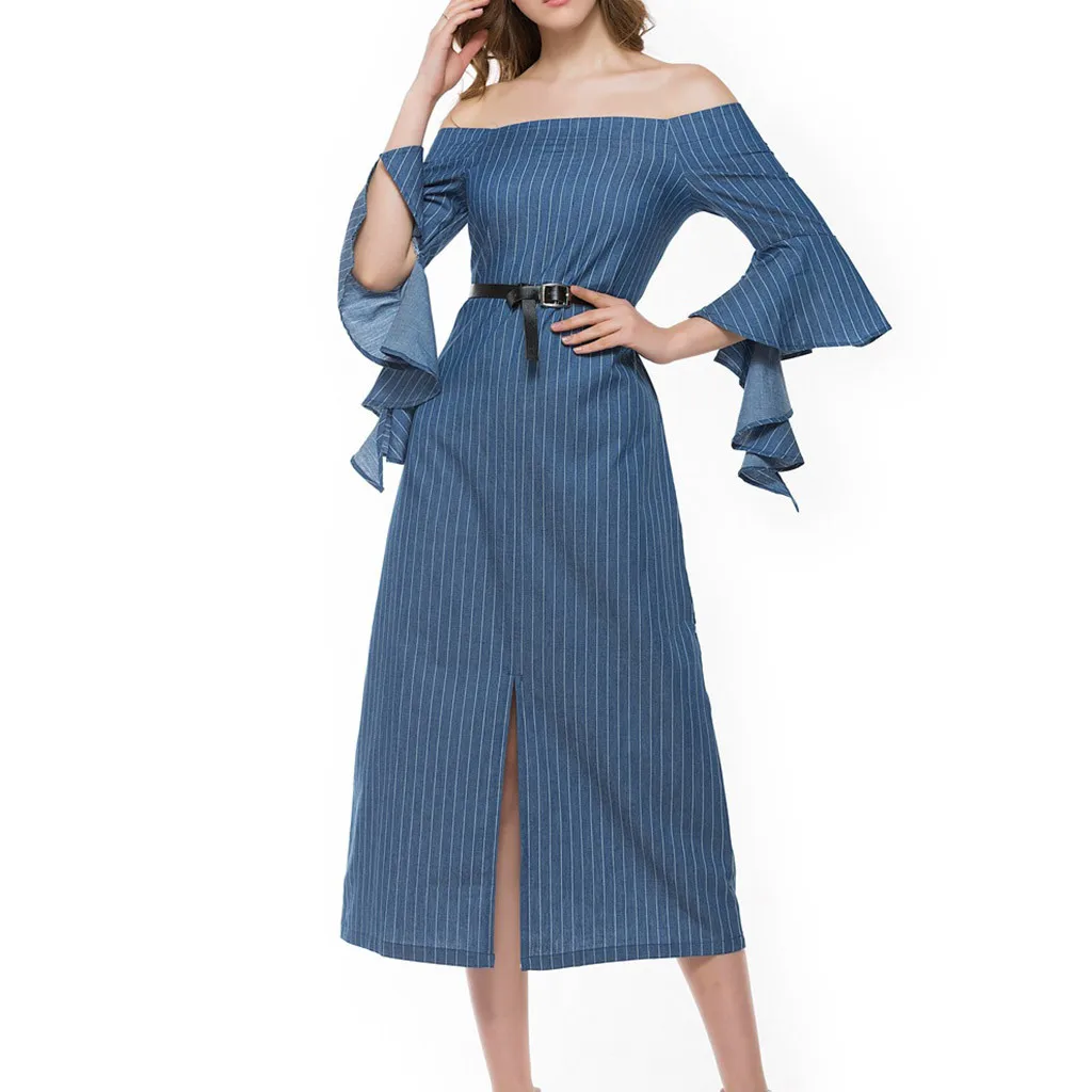 summer clothes for women elegant dress Denim Casual off shoulder Long Sleevel Dress Paty Dress vestido de festa longo
summer clothes for women elegant dress Denim Casual off shoulder Long Sleevel Dress Paty Dress vestido de festa longo