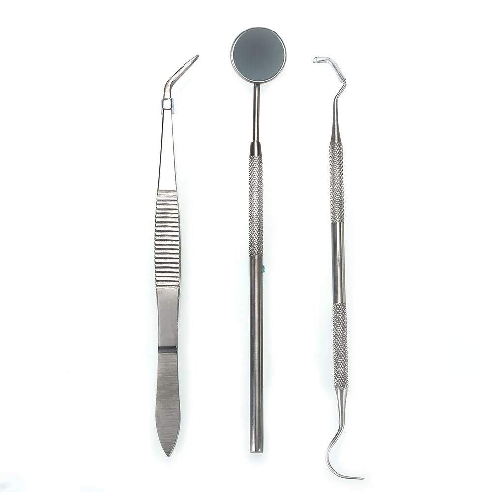 3PCS/Set Stainless Steel Dental Instrument Probe Set Hygiene Pick Scaler Mirror Tweezers Examination Cleaning Kits
3PCS/Set Stainless Steel Dental Instrument Probe Set Hygiene Pick Scaler Mirror Tweezers Examination Cleaning Kits