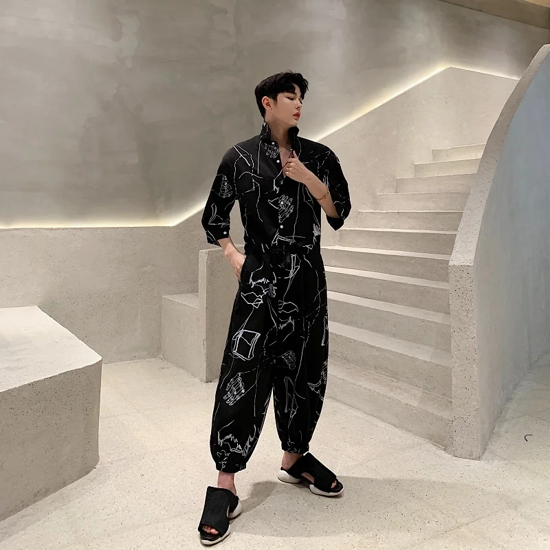 Men Harem Trousers Summer Short Sleeve Loose Casual Shirt Jumpsuits Cross Pants Male Streetwear Hip Hop Fashion Overalls
Men Harem Trousers Summer Short Sleeve Loose Casual Shirt Jumpsuits Cross Pants Male Streetwear Hip Hop Fashion Overalls