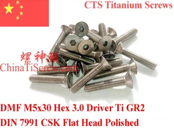 Titanium screws M5x25 CSK Flat Head Hex 3.0 Driver DIN 7991 Ti GR2 Polished 10 pcs
Titanium screws M5x25 CSK Flat Head Hex 3.0 Driver DIN 7991 Ti GR2 Polished 10 pcs