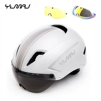 YUMAJ 3 Lenses Aero Ultralight TT Road Bicycle Helmet with Goggle Racing Cycling Bike Sports Safety Lens Helmet 58-61cm
YUMAJ 3 Lenses Aero Ultralight TT Road Bicycle Helmet with Goggle Racing Cycling Bike Sports Safety Lens Helmet 58-61cm