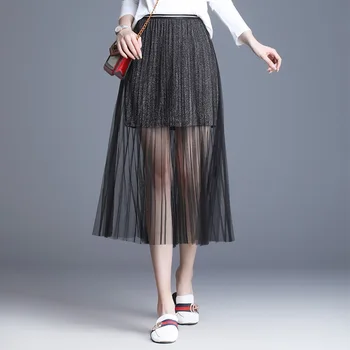 4 Colors New Summer New High Waist Women Maxi Tulle Skirt A-line Long Pleated Skirts Sexy Saias Jupe Femme Faldas Mujer
4 Colors New Summer New High Waist Women Maxi Tulle Skirt A-line Long Pleated Skirts Sexy Saias Jupe Femme Faldas Mujer