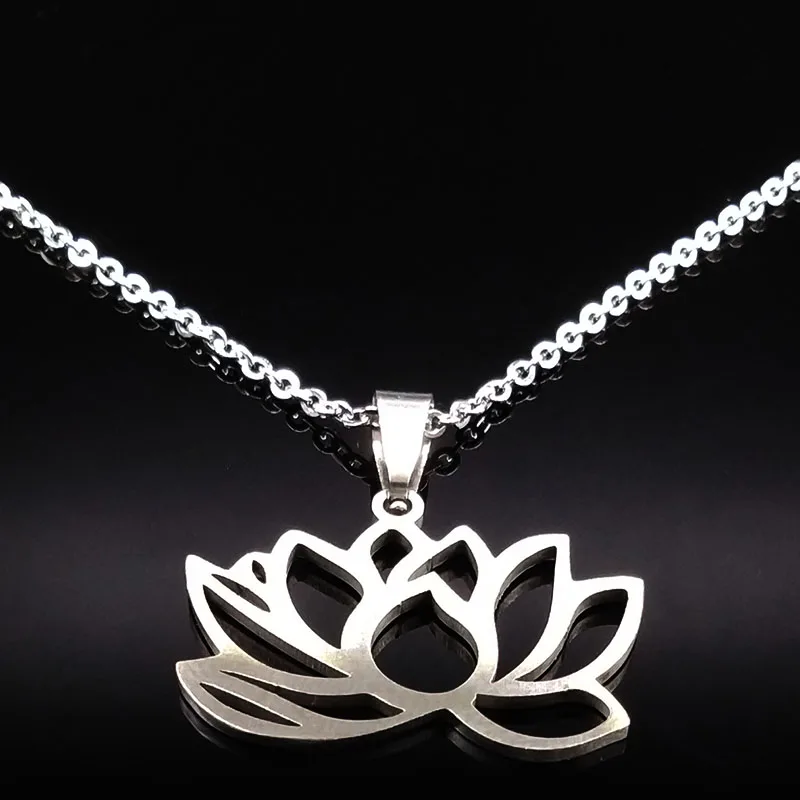 Модные ожерелья из нержавеющей стали серебряного цвета с цветком для женщин