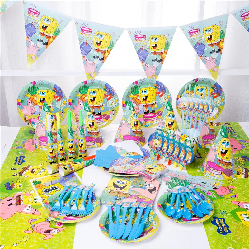 Cartoon Spongebob Paper Plate Napkins Cup Flag Party Supplies Tableware Set Kids Birthday Party Decorations Baby Shower Favor
Cartoon Spongebob Paper Plate Napkins Cup Flag Party Supplies Tableware Set Kids Birthday Party Decorations Baby Shower Favor