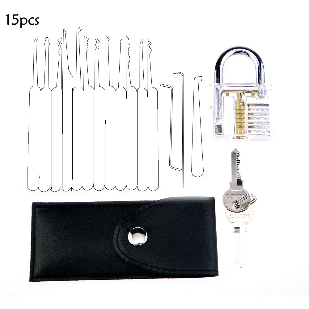 Free Shipping 15pcs/17pcs Locksmith Pick Tools with Practice Transparent Lock ,Professional Hard Locksmith Tool for Training
Free Shipping 15pcs/17pcs Locksmith Pick Tools with Practice Transparent Lock ,Professional Hard Locksmith Tool for Training