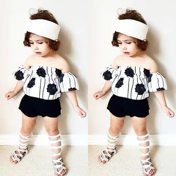 2018 Summer Rose Flower Baby Girls Clothes 2pcs Infant Girl Printed Off-shoulder T-shirt Tops Shorts Outfits Baby's Sets Black
2018 Summer Rose Flower Baby Girls Clothes 2pcs Infant Girl Printed Off-shoulder T-shirt Tops Shorts Outfits Baby's Sets Black