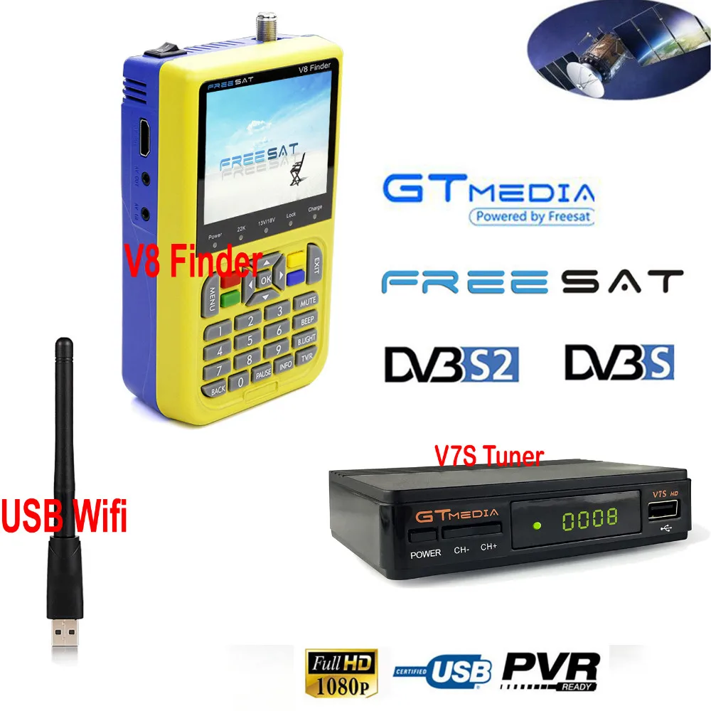 GTmedia V7S Receptor V8 Finder with 3.5' LCD Display freesat DVB-S2 Satellite Receiver decoder TV Tuner Box Wifi Cline VU Biss
GTmedia V7S Receptor V8 Finder with 3.5' LCD Display freesat DVB-S2 Satellite Receiver decoder TV Tuner Box Wifi Cline VU Biss