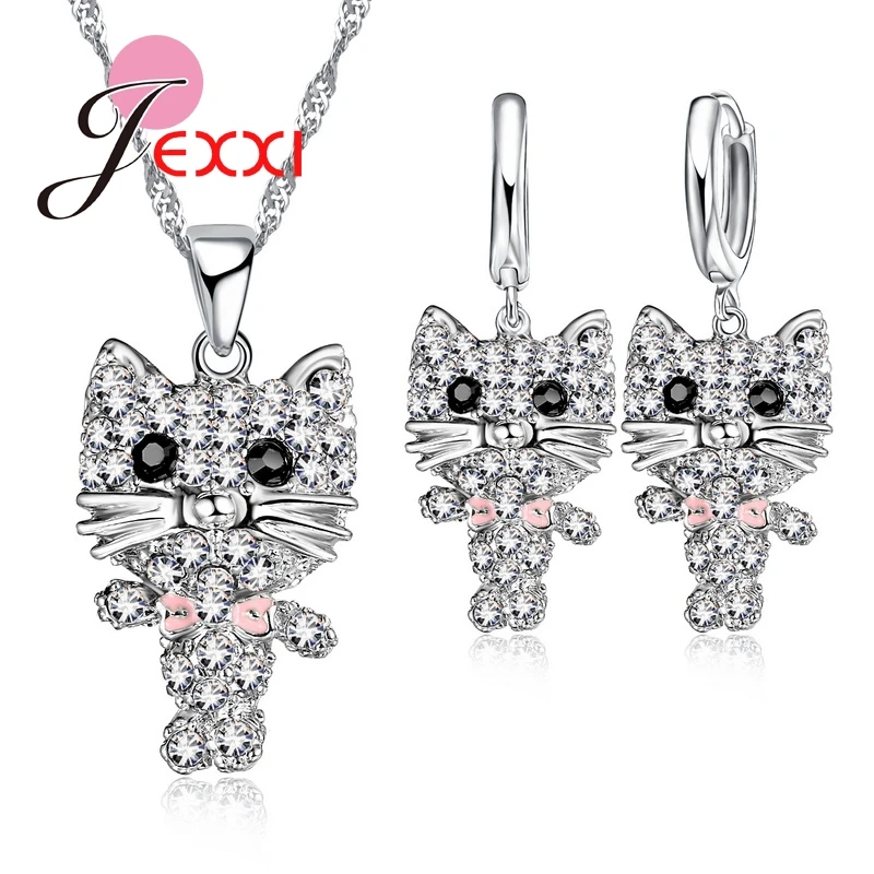 JEXXI Cartoon Kitten Design Jewelry Sets Trendy Party Accessory 925 Sterling Silver Necklaces Drop Earrings Sets Gifts for Women
JEXXI Cartoon Kitten Design Jewelry Sets Trendy Party Accessory 925 Sterling Silver Necklaces Drop Earrings Sets Gifts for Women