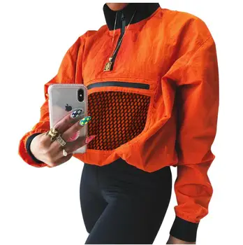 Long Sleeve Mesh Pocket Patchwork Collar Zipper Tops Summer Autumn Women Fashion Loose Casual Female Sweatshirt
Long Sleeve Mesh Pocket Patchwork Collar Zipper Tops Summer Autumn Women Fashion Loose Casual Female Sweatshirt