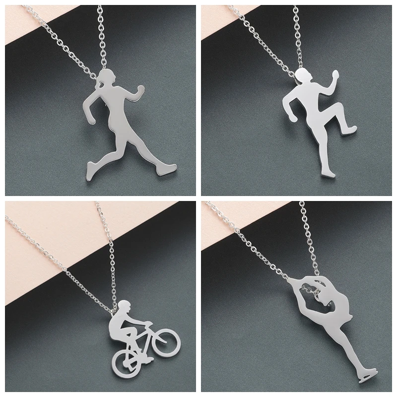 QIMING 2019 Handmade Sports Jewelry Women Men Necklace Golden Running Bike Rider Bicycle Pendant Unique Stainless Steel Necklace
QIMING 2019 Handmade Sports Jewelry Women Men Necklace Golden Running Bike Rider Bicycle Pendant Unique Stainless Steel Necklace