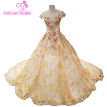 AOLANES 2018 Gold Lace Wedding Dresses Sleeveless Lace V-neck Cathedral Train Wedding Gowns Backless Vestidos De Noiva Jurken
AOLANES 2018 Gold Lace Wedding Dresses Sleeveless Lace V-neck Cathedral Train Wedding Gowns Backless Vestidos De Noiva Jurken