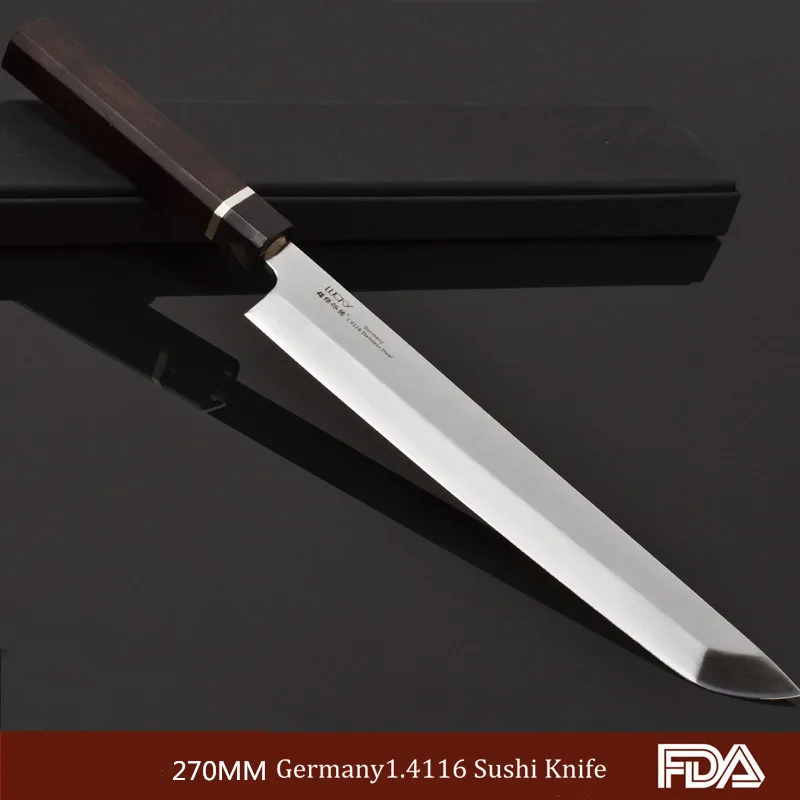 10.5'' Japanese Sakimaru Takohiki Sashimi Sushi knife Filleting Slicer Germany 1.4116 Steel chef knife with Ebony handle 6W
10.5'' Japanese Sakimaru Takohiki Sashimi Sushi knife Filleting Slicer Germany 1.4116 Steel chef knife with Ebony handle 6W