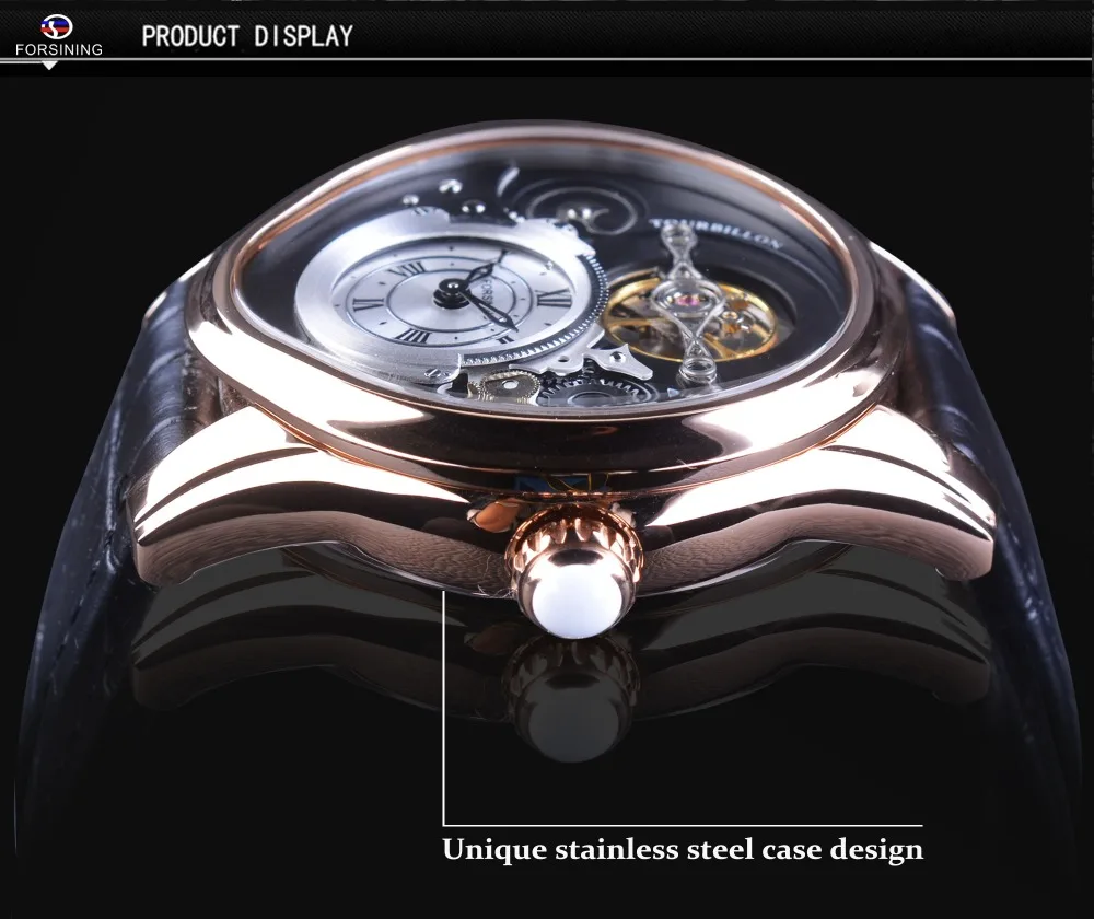 Forsining Rose Gold Tourbillion Design