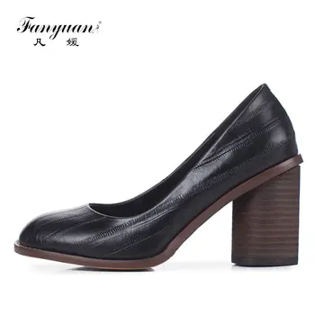 2018 Fanyuan Spring ladies shoes Retro Round toe women's high heels Concise Genuine Leather Office lady dress shoes Brown Black
2018 Fanyuan Spring ladies shoes Retro Round toe women's high heels Concise Genuine Leather Office lady dress shoes Brown Black