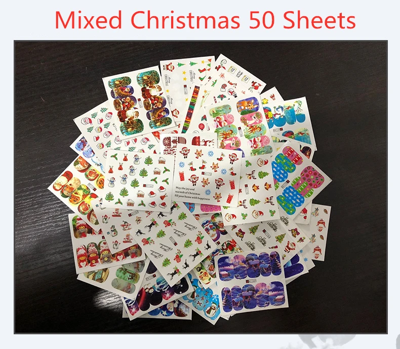 50Sheets Christmas Pattern for Nail Water Transfer Sticker 3D Halloween Flower Glitter Animal Design Nail Art Transfer Foils
50Sheets Christmas Pattern for Nail Water Transfer Sticker 3D Halloween Flower Glitter Animal Design Nail Art Transfer Foils
