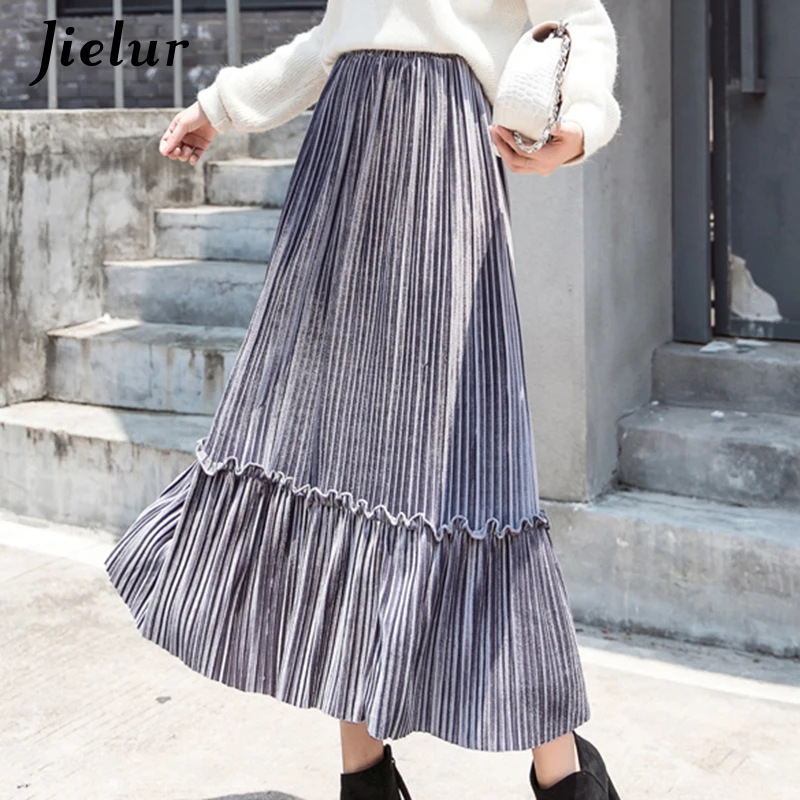 Jielur 2019 Chic Patchwork Velvet Midi Skirt Women Autumn Fashion High Waist Pleated Skirts 7 Colors Elegant Vintage Saia Female
Jielur 2019 Chic Patchwork Velvet Midi Skirt Women Autumn Fashion High Waist Pleated Skirts 7 Colors Elegant Vintage Saia Female