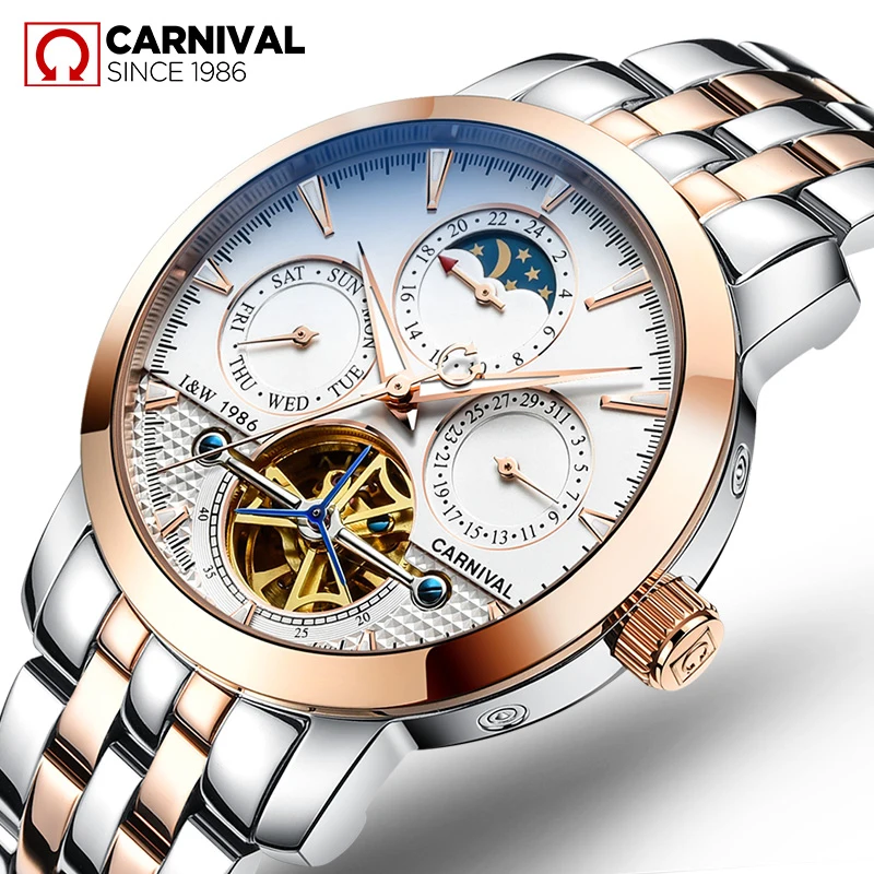 Carnival Men Automatic Watch Flying Wheel Date Day 24hours Week 25jewels Mechanical Tourbillion Watch Luxury Gift
Carnival Men Automatic Watch Flying Wheel Date Day 24hours Week 25jewels Mechanical Tourbillion Watch Luxury Gift