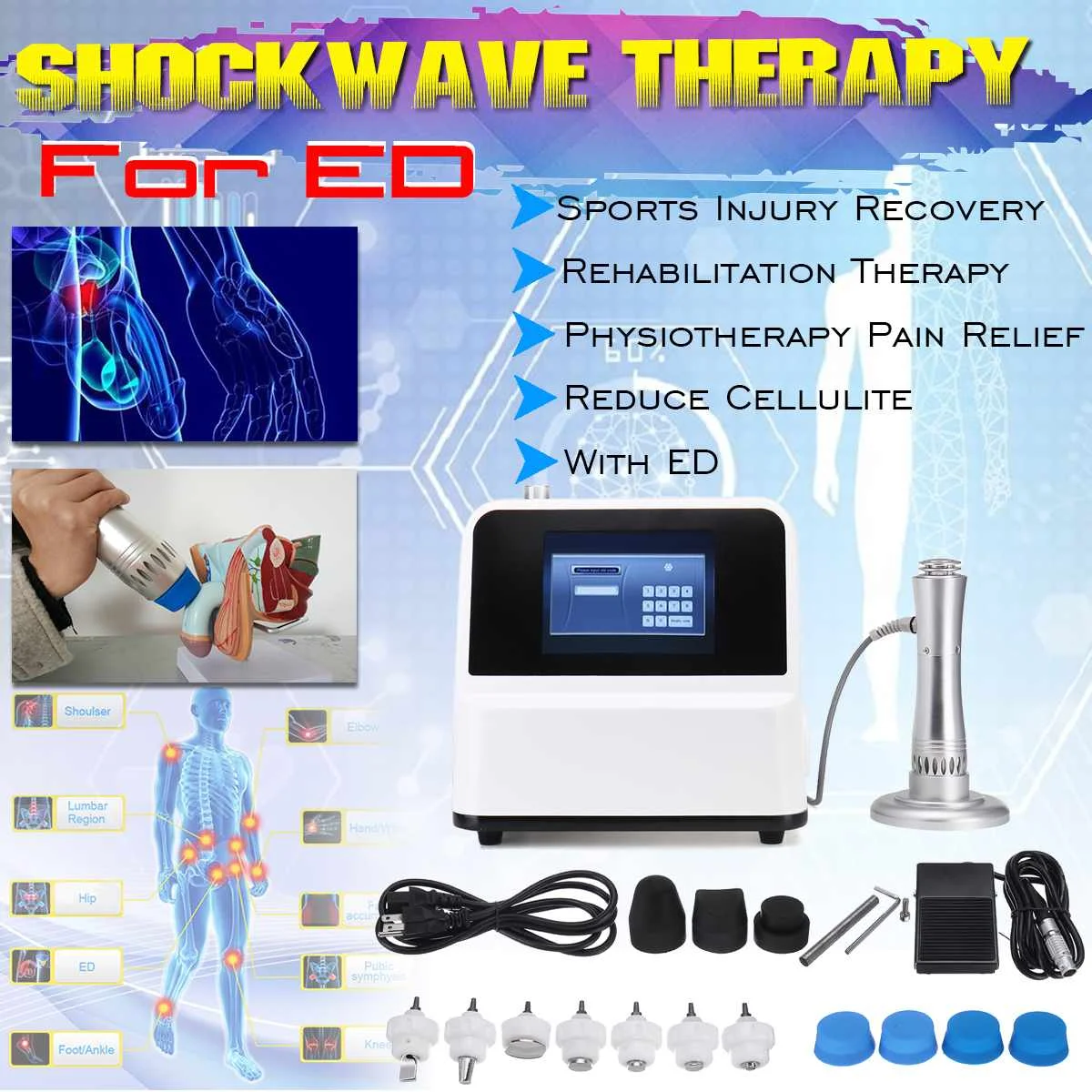 

NEW To Treat ED Portable Effective Acoustic Shock Wave Physiotherapy Equipment Shockwave Ttherapy Pain Relief Machine