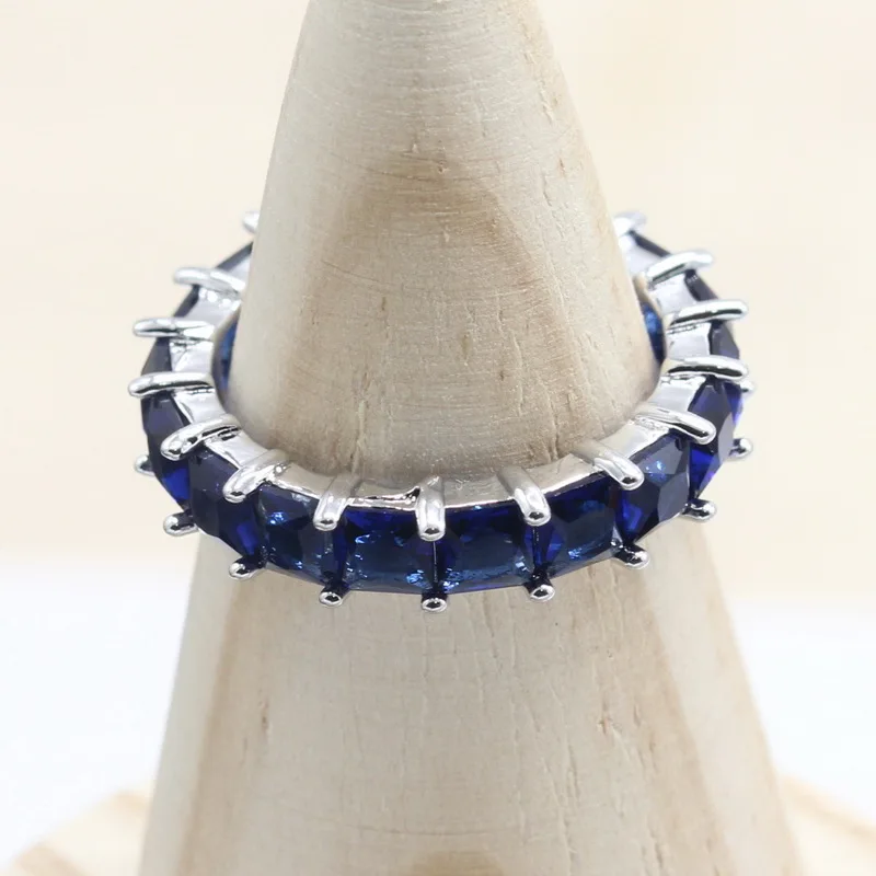 Geometric Dark Blue Semi-precious Wedding Rings For Women Silver Color Jewelry Free Gift Box
Geometric Dark Blue Semi-precious Wedding Rings For Women Silver Color Jewelry Free Gift Box
