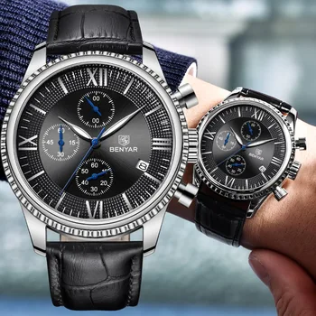 BENYAR Luxury Brand Business Quartz Watch Men Waterproof Sport Watch Black Leather Wrist Watch Men Chronograph Watch Male Clock
BENYAR Luxury Brand Business Quartz Watch Men Waterproof Sport Watch Black Leather Wrist Watch Men Chronograph Watch Male Clock