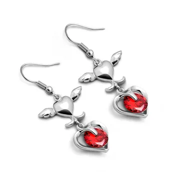 Genuine silver heart angel wings earrings. Solid 925 sterling silver earrings. Fashion woman dazzling red zircon jewelry. gift
Genuine silver heart angel wings earrings. Solid 925 sterling silver earrings. Fashion woman dazzling red zircon jewelry. gift
