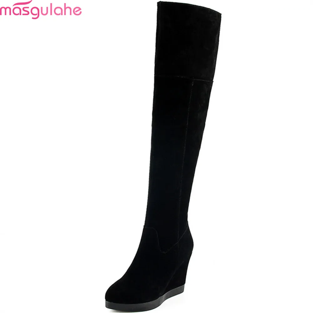 Masgulahe 2018 fashion new arrivewomen boots cow suede ladies boots zipper wedges leather platform over the knee boots black
Masgulahe 2018 fashion new arrivewomen boots cow suede ladies boots zipper wedges leather platform over the knee boots black