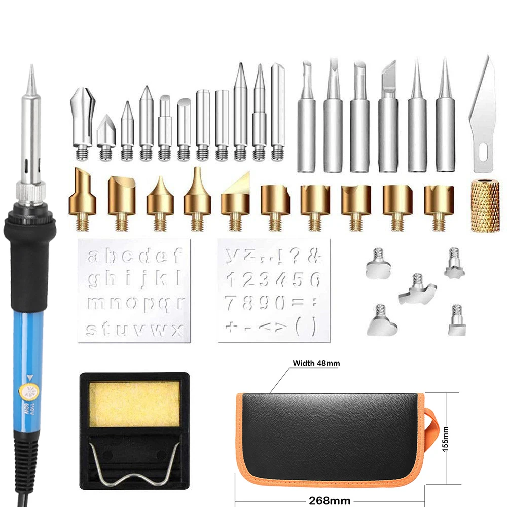 39pcs Wood Burning Kit with Work Bag Adjustable Thermostati Carving Embossing Soldering Tips Wood Craft Tool pyrography wood pen
39pcs Wood Burning Kit with Work Bag Adjustable Thermostati Carving Embossing Soldering Tips Wood Craft Tool pyrography wood pen