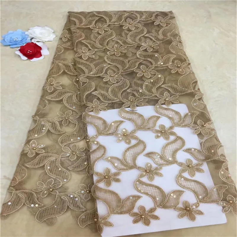 African Lace Fabric 2019 High Quality Lace beads sequins Lace Fabric Embroidery lace trim 5yards For African Bridal dress gold
African Lace Fabric 2019 High Quality Lace beads sequins Lace Fabric Embroidery lace trim 5yards For African Bridal dress gold