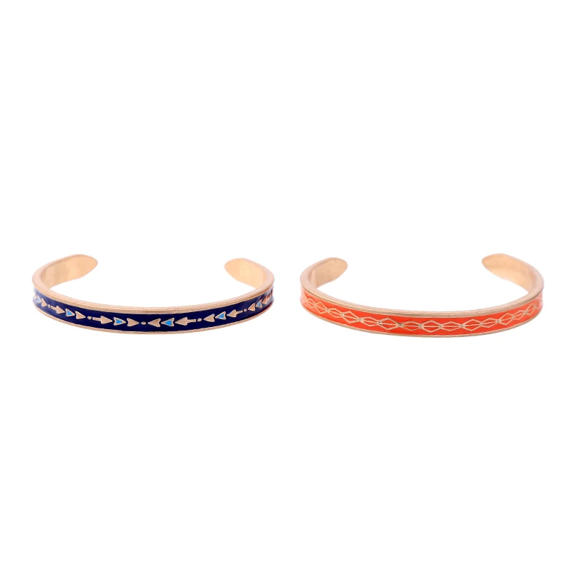 Open Cuff Blue Orange Enamel Bangle Geometric Pattern Fashion Indian Jewelry Women Bangle Set
Open Cuff Blue Orange Enamel Bangle Geometric Pattern Fashion Indian Jewelry Women Bangle Set