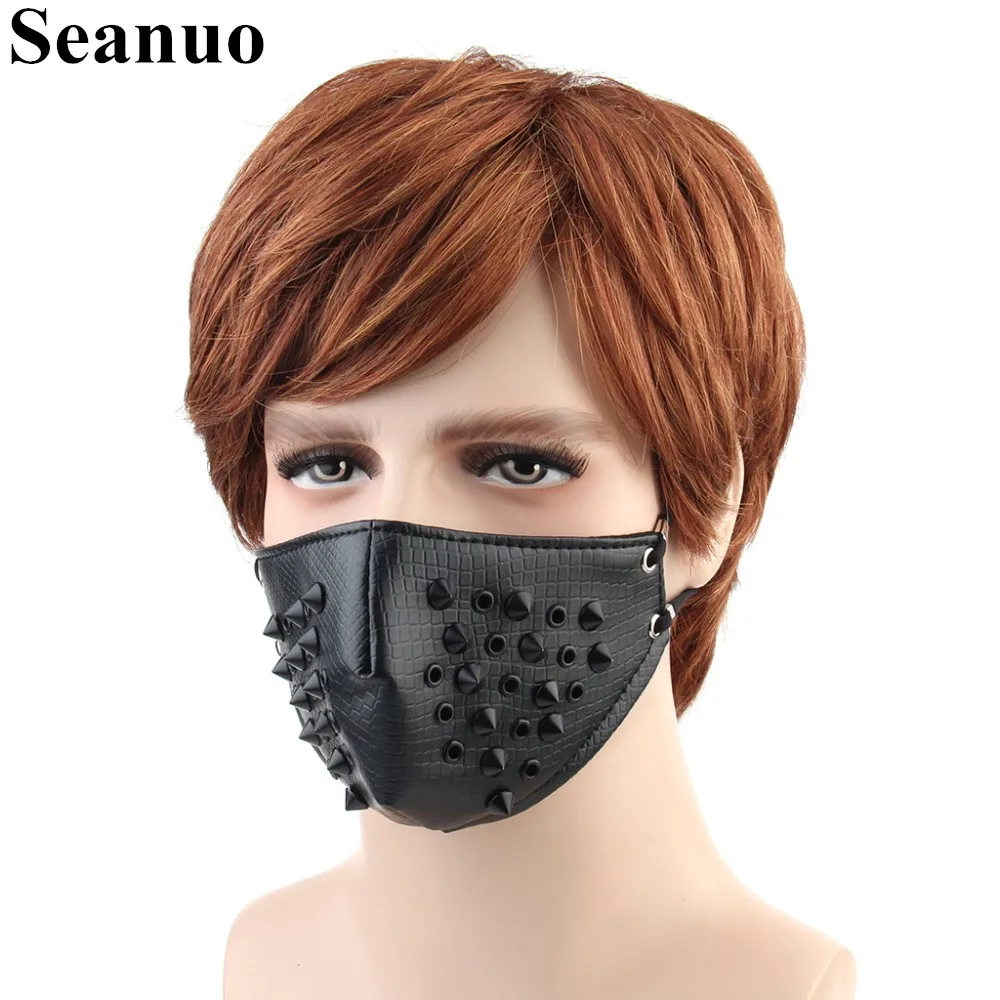 Seanuo 2018 Women Leather Cosplay Party Mask Fashion Steampunk Men Halloween Motorcycle Biker Rivet Mask Scary Holiday Supplies
Seanuo 2018 Women Leather Cosplay Party Mask Fashion Steampunk Men Halloween Motorcycle Biker Rivet Mask Scary Holiday Supplies