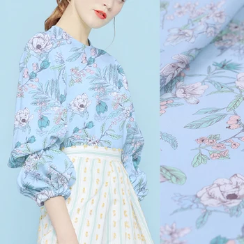 114CM Wide 14MM Floral Print Thin Light Blue Silk Crepe De Chine Fabric for Summer Dress Shirt Cheongsam Pants Pajamas B169
114CM Wide 14MM Floral Print Thin Light Blue Silk Crepe De Chine Fabric for Summer Dress Shirt Cheongsam Pants Pajamas B169