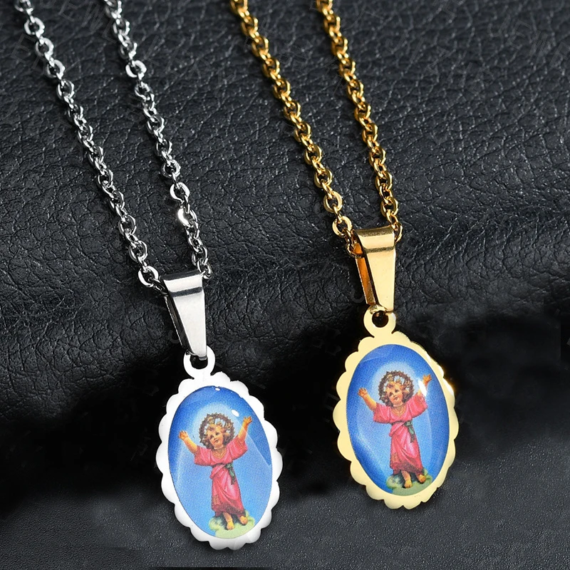 Religious Pendant Stainless Steel Women Zircon Girl Prayer Catholic Virgin Mary Medal Angel Necklaces for Women Child Jewelry
Religious Pendant Stainless Steel Women Zircon Girl Prayer Catholic Virgin Mary Medal Angel Necklaces for Women Child Jewelry