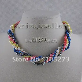 New Free Shipping A1239#, AA mixes color 3-4MM 5rows 18Inch Natural Fresh Water Pearl Necklace magnetic clasps Christmas jewelry
New Free Shipping A1239#, AA mixes color 3-4MM 5rows 18Inch Natural Fresh Water Pearl Necklace magnetic clasps Christmas jewelry