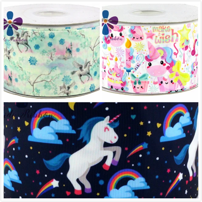 16mm-75mm Unicorn Patterns Printed Grosgrain/Foe Ribbon Star&Rainbow DIY Party Gift Wrap Webbing hair bands making 50yards/lot
16mm-75mm Unicorn Patterns Printed Grosgrain/Foe Ribbon Star&Rainbow DIY Party Gift Wrap Webbing hair bands making 50yards/lot