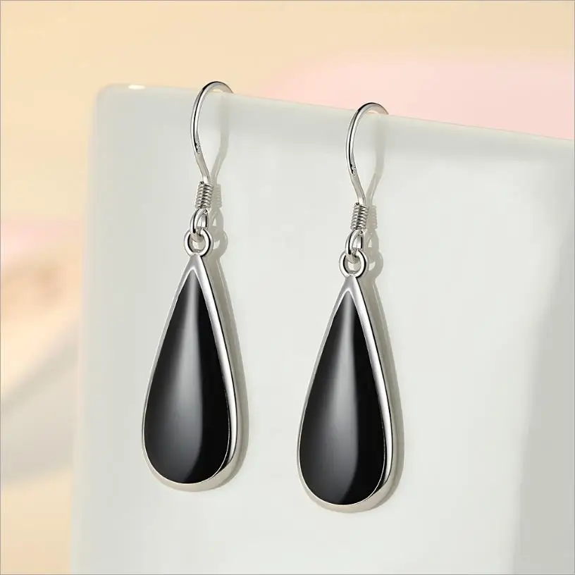 Everoyal Trendy Lady Water Drop Black Hoops Earrings Jewelry Fashion Silver 925 Earring For Women Princess Party Accessories
Everoyal Trendy Lady Water Drop Black Hoops Earrings Jewelry Fashion Silver 925 Earring For Women Princess Party Accessories
