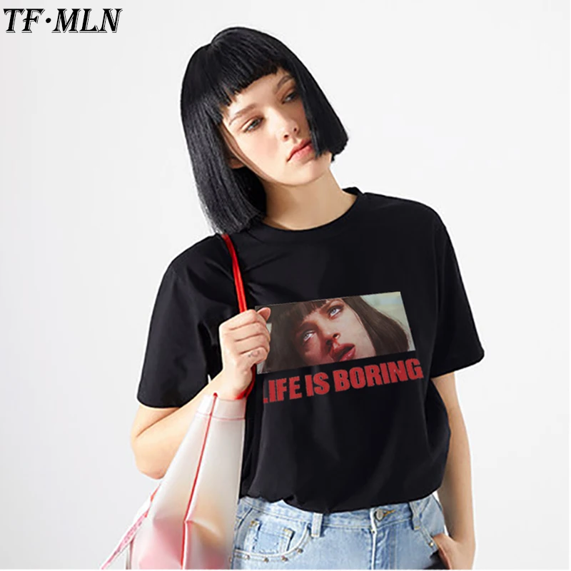 Spoof Harajuku White Female T-shirt 2017 T Summer Novelty Tee Shirt Femme Life is Boring Letters Print Women Tshirt Plus Size
Spoof Harajuku White Female T-shirt 2017 T Summer Novelty Tee Shirt Femme Life is Boring Letters Print Women Tshirt Plus Size