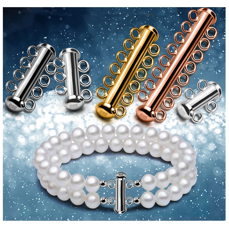 10Pcs Multi Strand Slide Tube Clasps multylayers Connector for Necklace Jewelry Findings KC Gold Plated