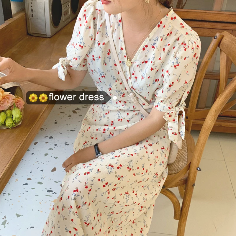 Sweet Nice Lady Flower Print Dress V Neck Puff Sleeve Tie a Line Dress Robe Femme Vestido Mujer Vestiti Donna
Sweet Nice Lady Flower Print Dress V Neck Puff Sleeve Tie a Line Dress Robe Femme Vestido Mujer Vestiti Donna