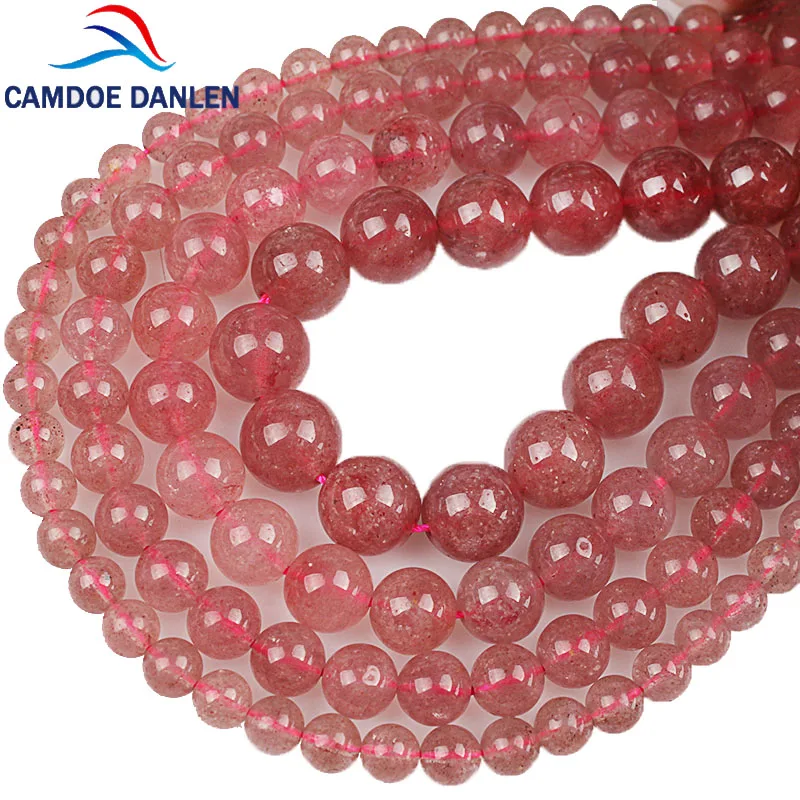 

Natural Stone Strawberry Quartz Round Loose Beads Crystal Gem Beads 4 6 8 10 12mm For Bracelet Necklace Making