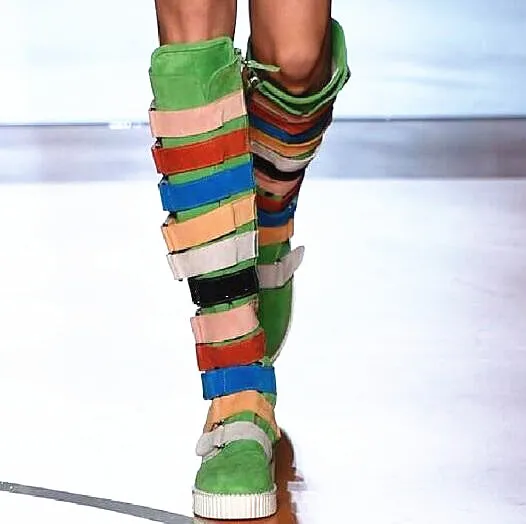New Fashion Luxury Brand Rainbow Color Long Boots Buckles Decor Side Zipper Shoes Mixed Colors Knee High Hot Winter Runway Boots
New Fashion Luxury Brand Rainbow Color Long Boots Buckles Decor Side Zipper Shoes Mixed Colors Knee High Hot Winter Runway Boots