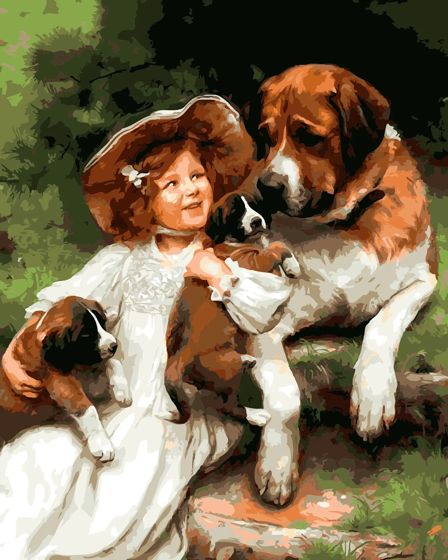 Image By Numbers No Frame Drawing Kits Paint On Canvas Unique For Home Wall Art Picture DIY Oil Painting Little girl holding a puppy