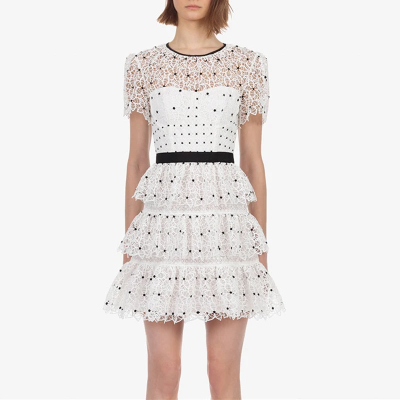 Self Portait s p 2019 summer runway lace dress women short sleeve water soluble waist lim lace hollow dot dress DR212
Self Portait s p 2019 summer runway lace dress women short sleeve water soluble waist lim lace hollow dot dress DR212