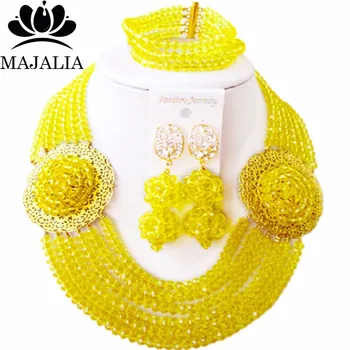 Majalia Fashion Nigeria Wedding african beads jewelry set yellow Crystal necklace bracelet Bridal Jewelry set CX-052
Majalia Fashion Nigeria Wedding african beads jewelry set yellow Crystal necklace bracelet Bridal Jewelry set CX-052