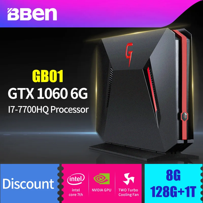 

BBEN GB01 Game Box Computer Win10 Intel I7 7700HQ CPU NVIDIA GTX1060 6G Graphics Ram 8G/16G/32G,256G/512G SSD, 1T/2T HDD Option