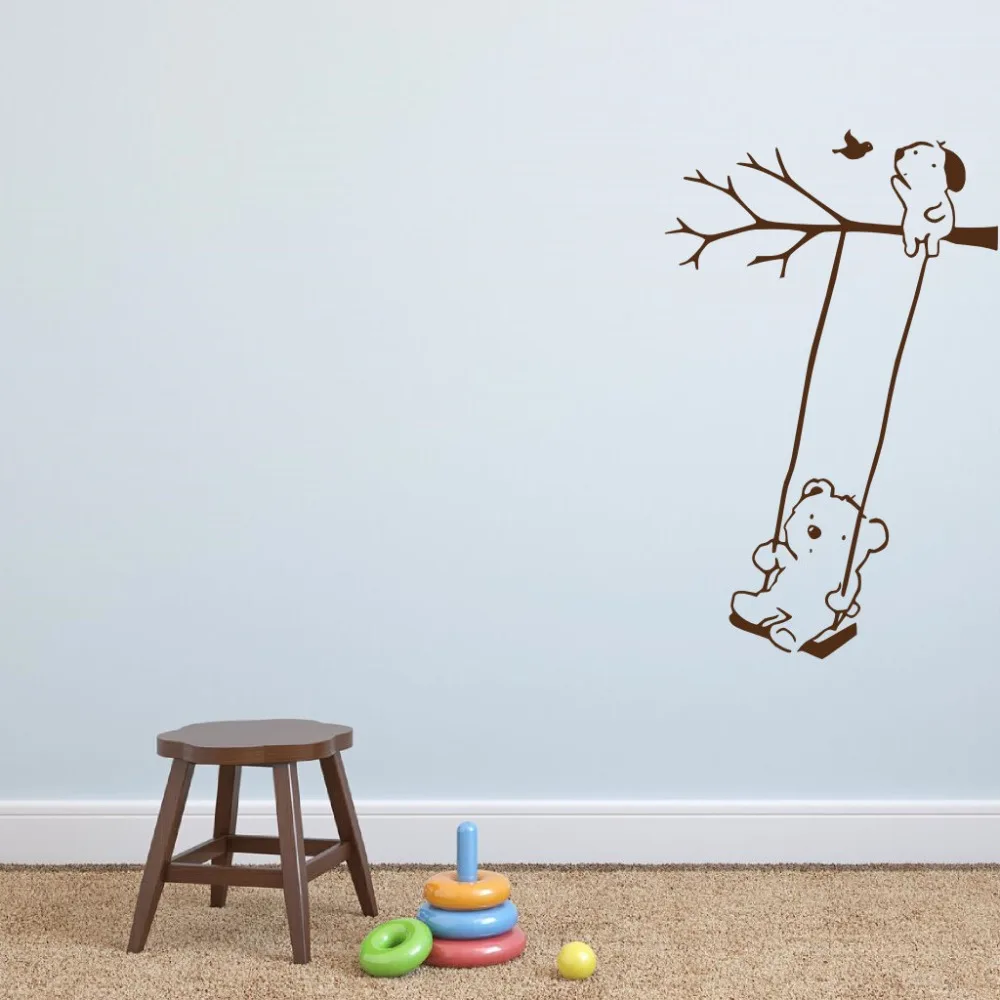 Compare Prices On Modern Baby Swing Online Shoppingbuy Low Price - Wall Decal Vinyl Bear On Swing Sticker Little Dog Bird Tree Wall Decals Forkids Rooms compare prices on modern baby swing online shoppingbuy low price - wall decal vinyl bear on swing sticker little dog bird tree wall decals forkids rooms