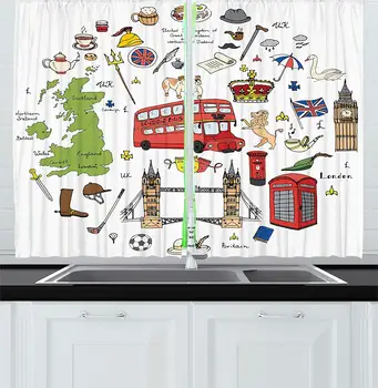 Travel Kitchen Curtains Hand Drawn Famous Tourist Places Big Ben London UK British Monuments Illustration Window Decor Panels
Travel Kitchen Curtains Hand Drawn Famous Tourist Places Big Ben London UK British Monuments Illustration Window Decor Panels