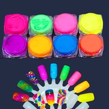 MOONBIFFY Nail Glitter Gradient Glitter Irisé Poudre Acrylique Coloré Nail Art Decoration8 Boîtes Néon Pigment Nail Poudre(China)
