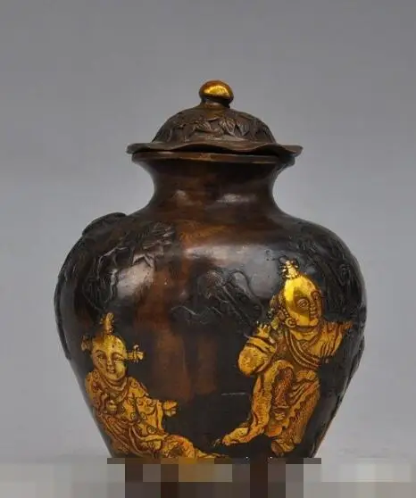 S01185 6"Chinese Bronze FengShui Kid Children longevity Peach lotus Statue Jar Pot Tank (B0413)
S01185 6"Chinese Bronze FengShui Kid Children longevity Peach lotus Statue Jar Pot Tank (B0413)