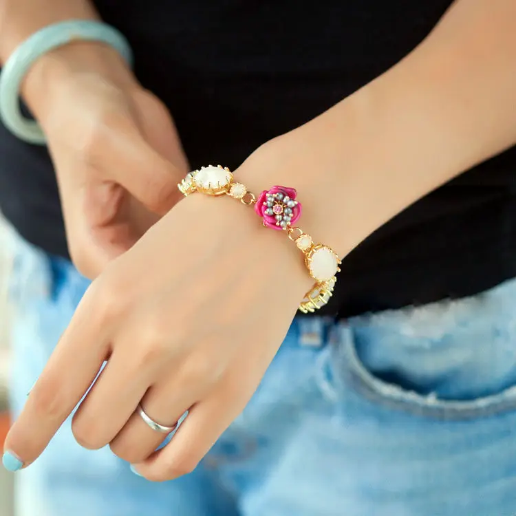 Gold Color Best Friend Summer Style Accessories Pink Blue Resin Gem Bijoux Flower Bracelet Charms
Gold Color Best Friend Summer Style Accessories Pink Blue Resin Gem Bijoux Flower Bracelet Charms