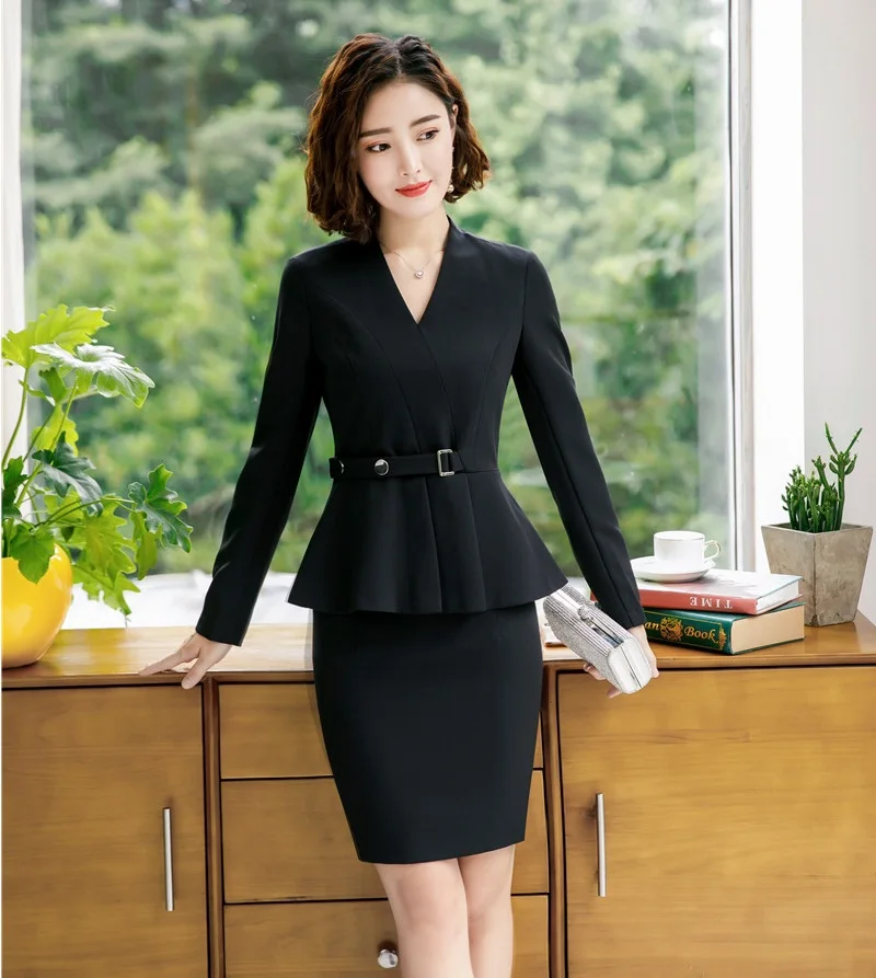 Fashion Ladies Black Blazer Women Business Suits with Skirt and Jacket Sets Work Wear Beautican Office Uniforms OL Style
Fashion Ladies Black Blazer Women Business Suits with Skirt and Jacket Sets Work Wear Beautican Office Uniforms OL Style